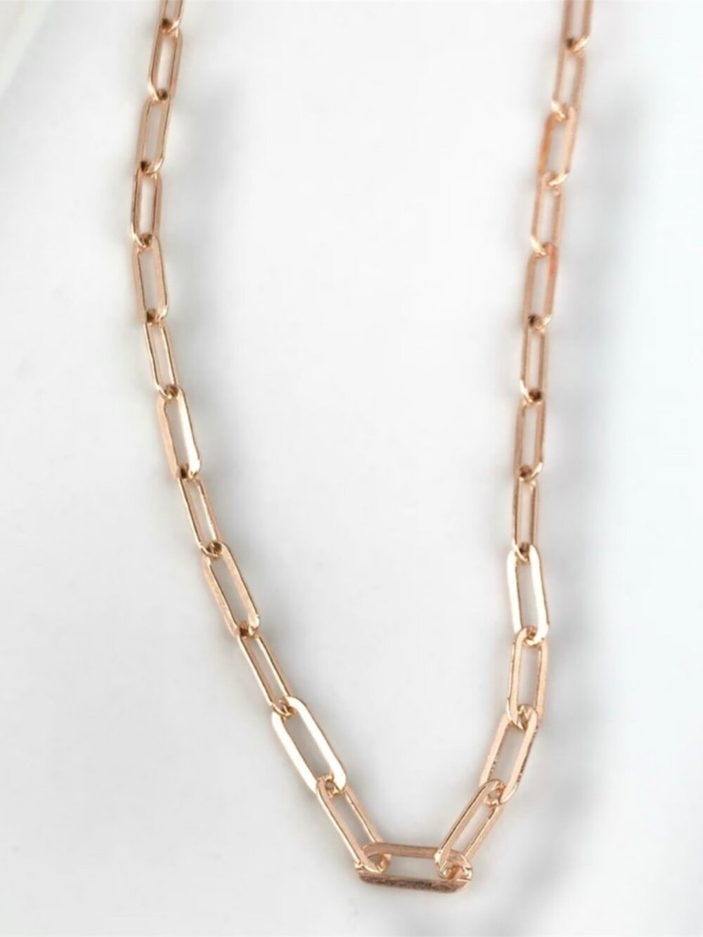 Adjustable Rose Gold Paperclip Chain Necklace Large Link - Picture 3 of 6